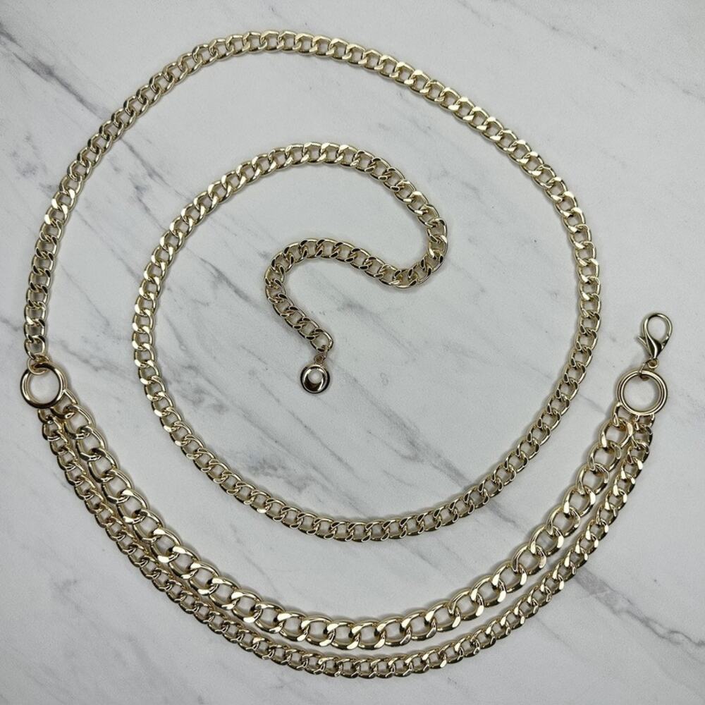 Chunky Draped Gold Tone Chain Link Belt Adjustable Y2K One Size OS ✨